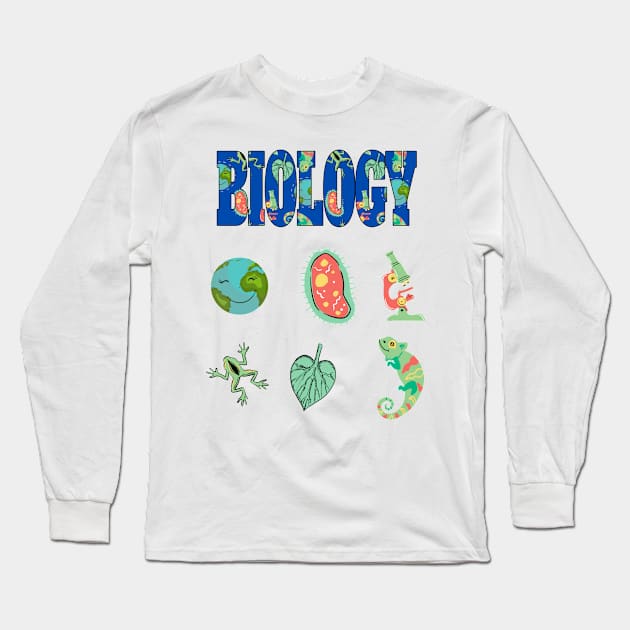 Biology Stickers Long Sleeve T-Shirt by KathyNoNoise